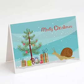 Garden Snail Merry Christmas Greeting Cards and Envelopes Pack of 8