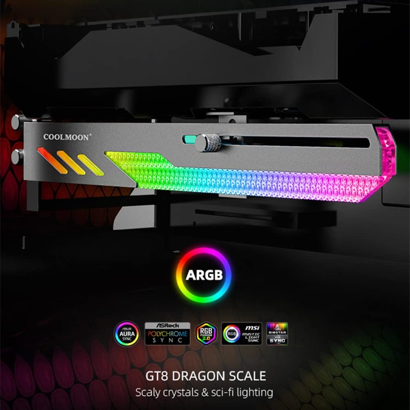 Angitu COOLMOON GT8 Graphics Card Bracket 5V ARGB Multi-Interface Synchronous