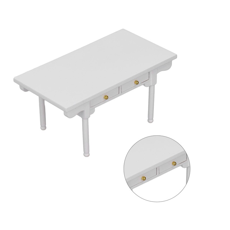 1: 12 Dollhouse Desk Wooden Modern Miniature Table Mini Writing