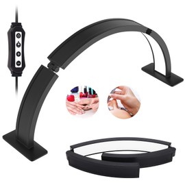 Yekavo Half-Moon Nail Desk Lamp Foldable 29.5Inch, Stepless Dimming Brightness 3360 Lumen Led Light for Nails, Manicure Desk Light for Lash Tech, Cosmetic, Tattoo, Eyebrows, Black