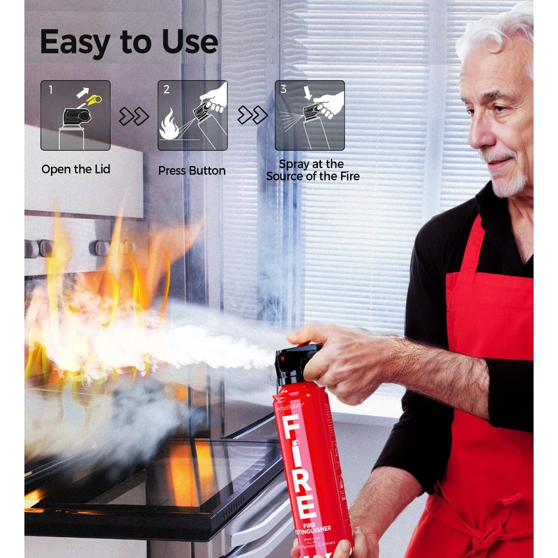 AmzBoom 2-Pack Fire Extinguisher Kit,Compact ABCK Spray for Home, Kitchen,