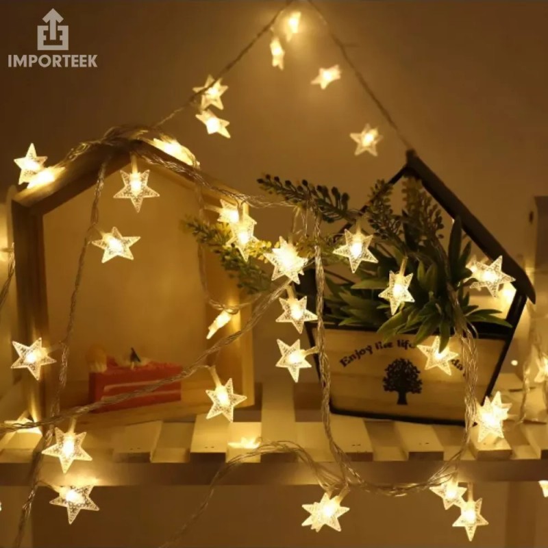 Importeek 5pz Mini Serie Cortina Luces Led Decorativa Estrellas 2m