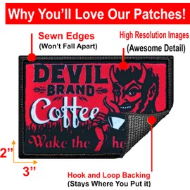 Devil Brand Coffee Morale Patch| Funny Coffee Patches by RedheadedTshirts| Show Your Love for Caffeine on Your Plate Carrier, Backpack, Tactical Gear, Vest, hat or Backpack| Made in The USA!