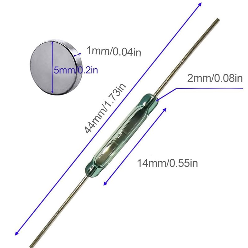 Glass Reed Switch, 12 Pieces Reed Contact, Reed Contact Closer,
