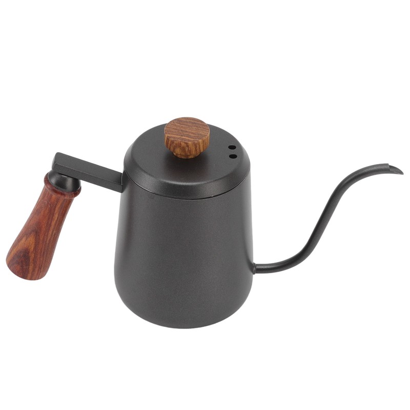Stainless Steel Coffee Hand Pot with Wooden Handle Long Mouth