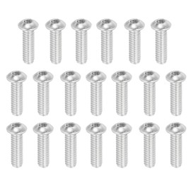 PATIKIL 1/4-20x1" Button Head Socket Cap Screws, 20 Pcs 304 Stainless Steel 18-8 Socket Cap Screw Bolts Allen Hex Drive Full Thread Fine Thread UNC