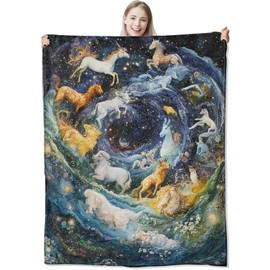 Zodiac - Manta de franela ligera suave y acogedora, decoración del zodiaco para sofá, ropa de cama, viajes, 6050 pulgadas