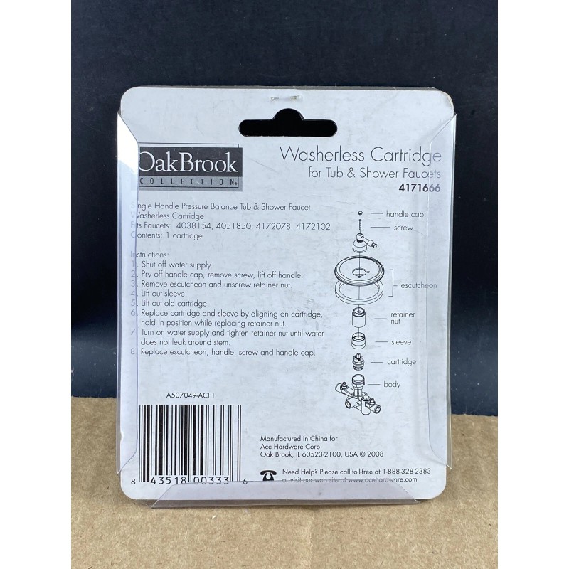ACE Oakbrook Collections Washerless Cartridge For Tub/Shower Faucets, COMB SHIP