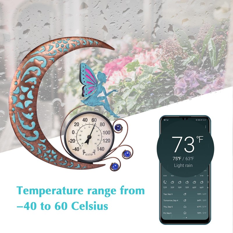 MUMTOP 16 Inch Fairy Indoor Outdoor Thermometer, Large Number Decorative