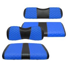 SAMXOMAP Golf Cart Front and Rear Seat Covers Waterproof and Sun Resistant Marine Grade Vinyl Leather Seat Cover Accessories for Yamaha Drive 2007-2016/Drive 2 2017+,Blue(4PCS)