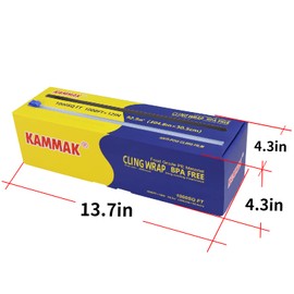 KAMMAK Plastic Wrap with Slide Cutter - 12 Inch Food Service Cling Film Roll - Clear Refillable Stretch Film - 1000 SQ FT Wrap - Bulk Quick Cut for Restaurant, Kitchen