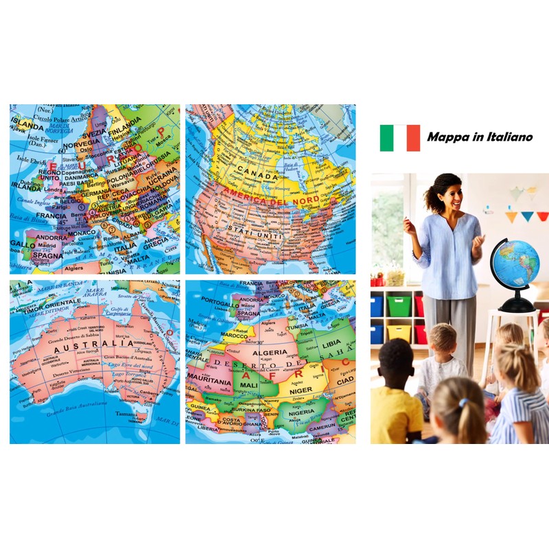Exerz Educational World Globe 20cm Swivel Rotating Desk Top Globe