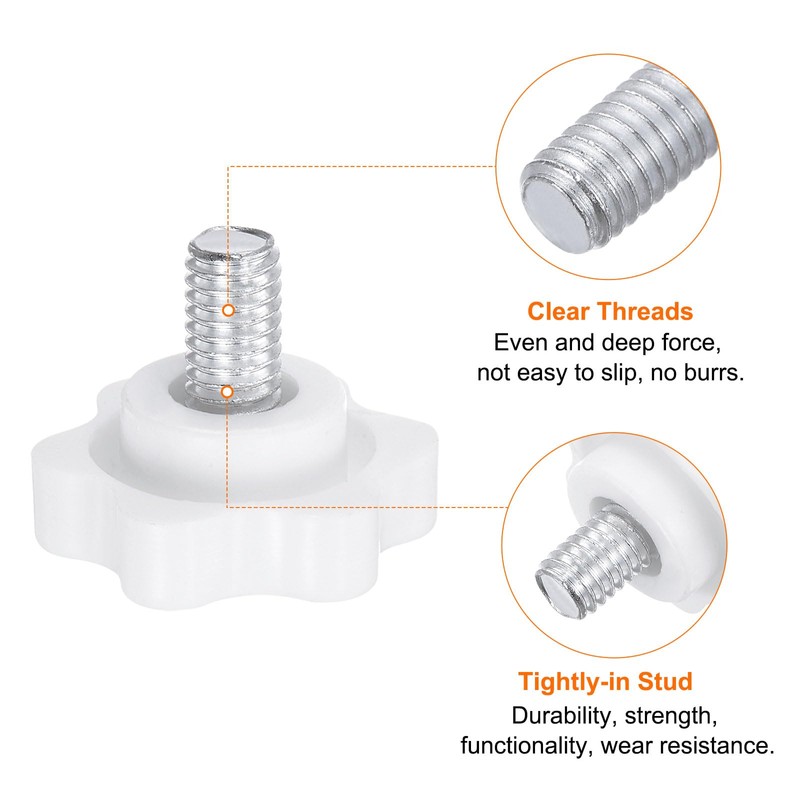 HARFINGTON 10pcs Star Knobs M6 x 10mm Male Thread 25mm