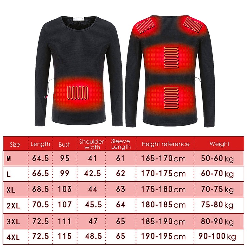 Heated Thermal Underwear for Men Women Temperature Adjustable Thermal Long