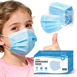 100 Pcs Kids Blue Disposable Face Masks 3 Ply Children Boys Girls Masks with Earloops