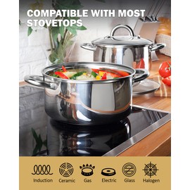 Cook N Home 16 Quart Stockpot with Lid, Stainless Steel