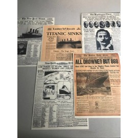 RMS TITANIC REPLICA 1912 MINI NEWSPAPER HEADLINES COLLECTION, YOU GET ALL FIVE!