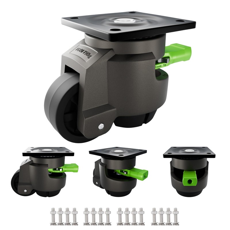 Leveling Casters Heavy Duty, 4-Pack with Tool-Free Ratchet, 2200 Lbs