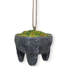 The Bridge Collection 1.75" Guacamole in Molcajete Ornament - Mexican Food Hanging Christmas Ornament - Avocado Dip in Bowl