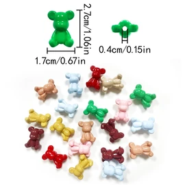 HAIKING Opaque Acrylic Bear Bead, 20 Pcs Random Candy Color Bear Shape Cute Beads with Vertical Hole for Jewelry Making (About 25mm)
