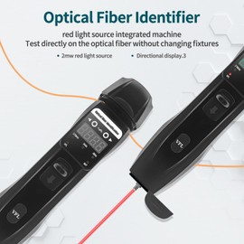 Henkion Fiber Optic Identifier Handheld Optical Tester 800Nm to 1700Nm Optical Fibers Inspection Tester Real-time Optical Fiber Identifier with Built-in VFL Fault Locator with LED Screen