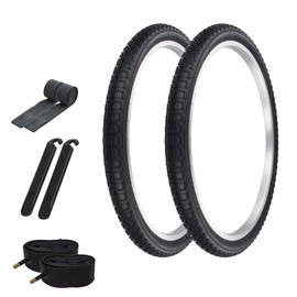 PRO+ Pair of Bicycle TIRE 24" X 1.75" Black/Black SIDEWALL COMP III Tread (2) Tires W/Tubes, Rim Strips & TIRE LEVERS BMX Bike P-104A