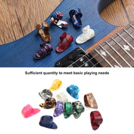 Púa para pulgar de guitarra, púas para pulgar planas, 12 uds, púas para dedos de celuloide coloridas para instrumentos de cuerda para principiantes