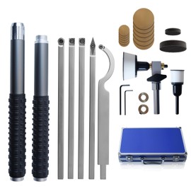 RUITOOL Carbide Wood Lathe Turning Tools Set with Bowl Sander, Including Swan Neck Hollower, Rougher, Finisher, Detailer, 1" & 2" Mandrels, Sandpapers and Aluminum Alloy Handles for Woodturning