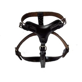 Extra Large Heavy Duty Plain Black Leather Dog Harness Perfectly fits American Bulldog, Fully Grown Staffordshire, Rottweiler, Cane Corso and more