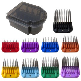 YIRVAHERE 9 Pcs Stainless Steel Pet Clipper Guide Comb Kit for Andis Oster A5 Wahl KM10 Series Clipper Detachable Blade