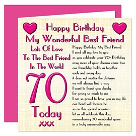 Best Friend 70th Happy Birthday Card - Lots Of Love To The Best Friend In The World - 70 Today