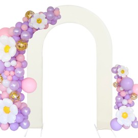 HAINARverS 7.2FT Wedding Open Arch Cover Spandex Fitted Stretchy Arch Stand Covers,U-Shaped 2-Sided Chiara Backdrop Cover for Party Birthday Ceremony Baby Shower Banquet Arch Decoration(Ivory)