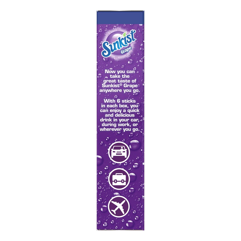 Sunkist Singles-To-Go Drink Mix, Grape, Non-Carbonated, Low-Calorie, Zero Sugar, 6
