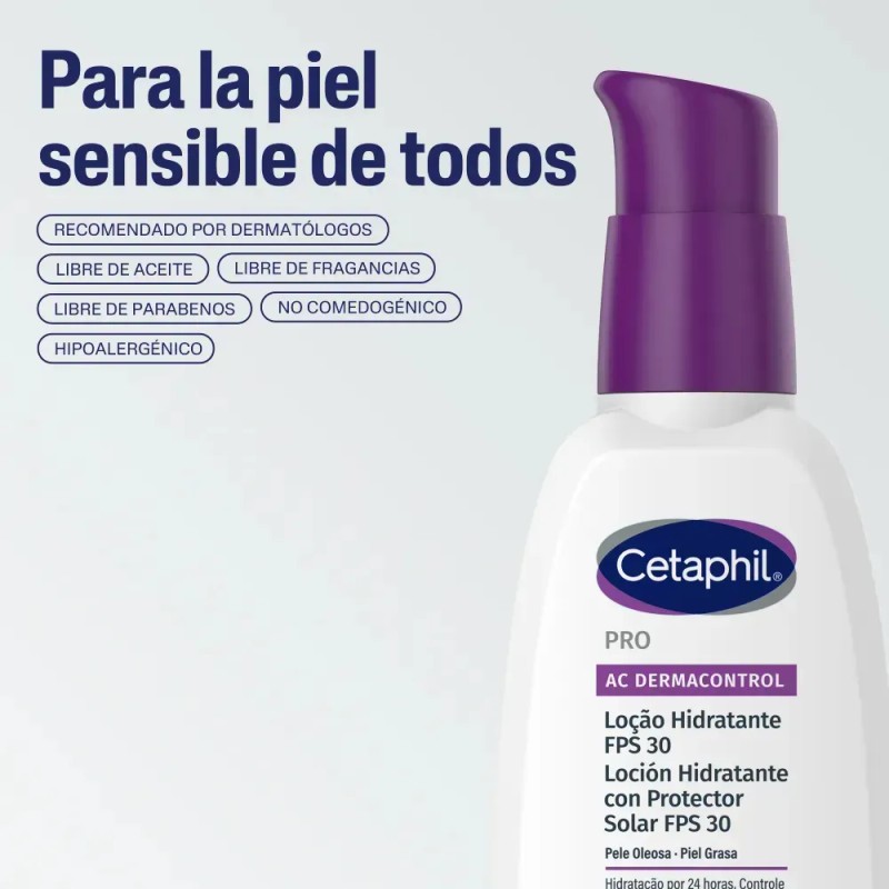 Loción Hidratante Facial Cetaphil Pro AC Dermacontrol SPF 30 para