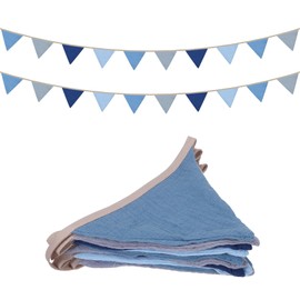 MECCANIXITY 8.5 Feet Garland Pennant Bunting Fabric Flags Hangings Banner Brown Blue for Christmas Bridal Shower Party Anniversary Wedding Festivals Decorations 10Pcs