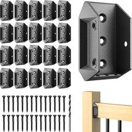Funerlulu 20 Pack Aluminum Alloy 2"x4" (Actual 1.5"x3.5") Deck Railing Brackets Connectors with 120 Galvanized Screws, Metal Deck Bracket Connectors for Fence Stair Railing Wood Handrail Connection