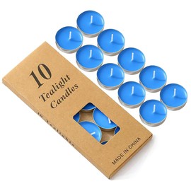Colored tealight Candles Handmade Organic Tea Lights Set of 10pack Small red Candles 1.5-2 Hours Burn Tea Lights for Valentine's Day, Birthday, Votive Parties ，Home Decoration (Blue)