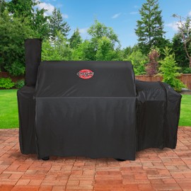 Char-Griller® Grand Champ™ Grill Cover, Shields and Protects from Moisture, Wind, Sand, Birds and Dirt, PVC and Polyester Blend, Black, Designed to Fit Model # 8250.