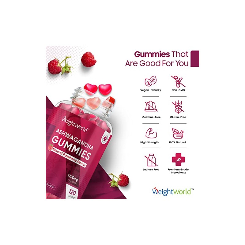 Ashwagandha Gummies 1200mg - 120 Vegan Gummies - 2 Months