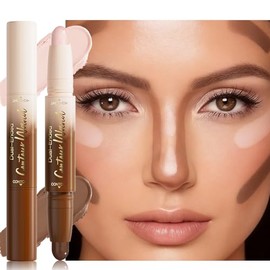 Lápiz de contorno y resaltado de doble extremo, bolígrafo bronceador e iluminador 2 en 1, resistente al agua, de larga duración, iluminador, maquillaj