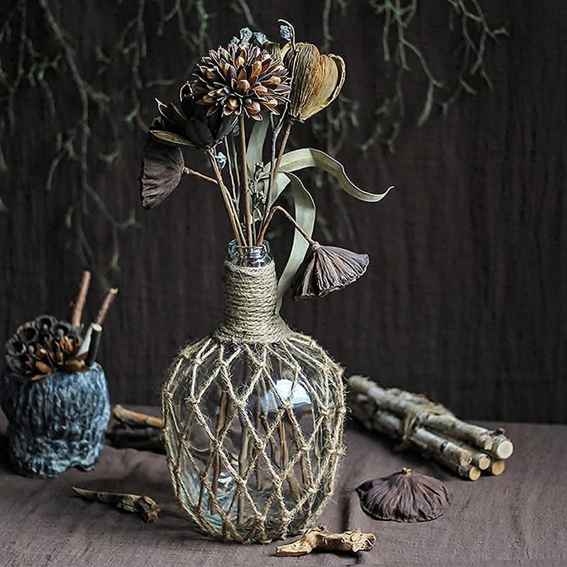 MDLUU Glass Jug with Twine 10" Tall, Flower Vase with