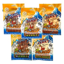 CANTINA STAR Tapas-for-All Set | Fish Jerky (Dried Fish) | Fish Noodle, Otsumami, Smoked Rings, Jukola Spicy, Rybka | 2.8oz - 5 Count