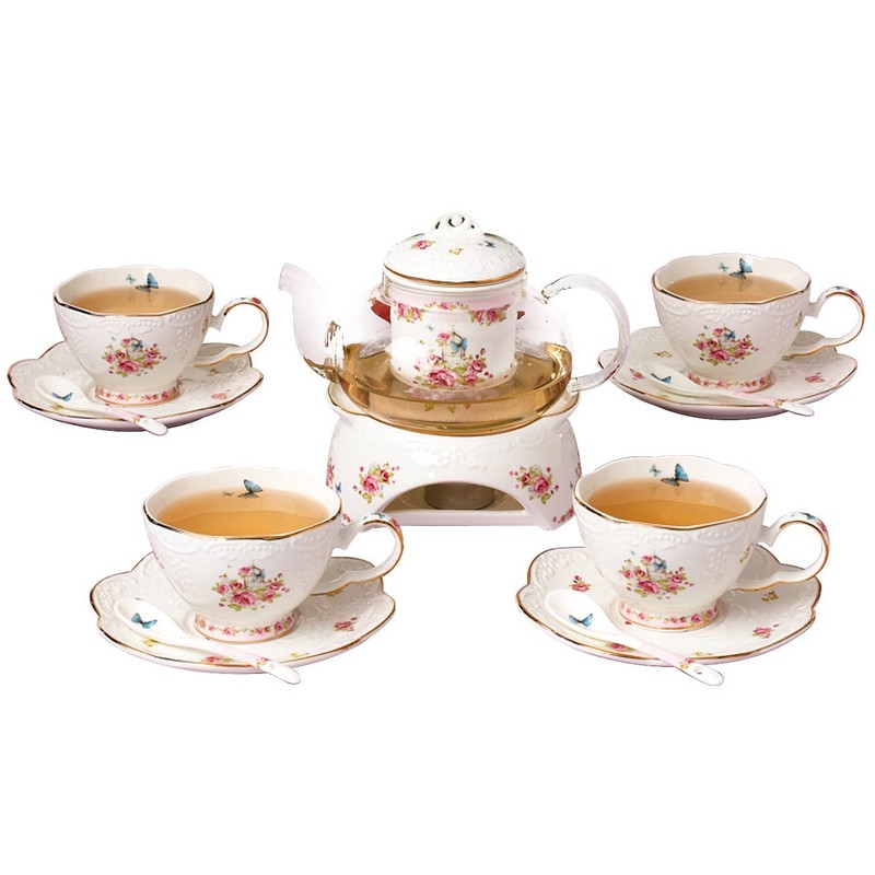 Jusalpha® Vintage Porcelain Flower Series Tea Sets, Tea Cup Saucer