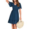BTFBM Women's Summer Dresses 2024 V Neck Short Sleeve Casual
