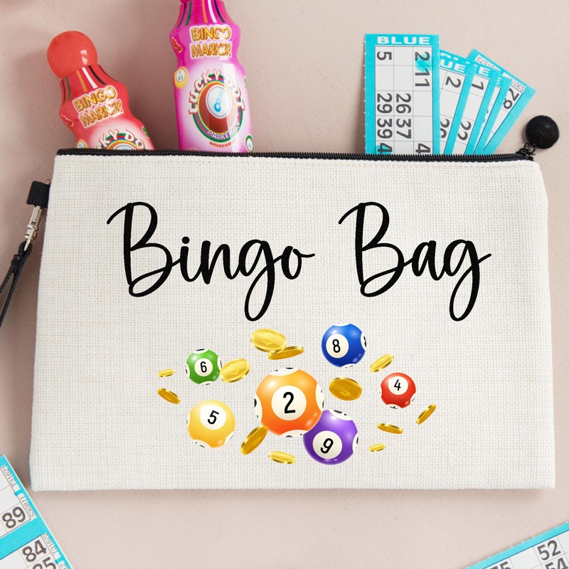 Bingo Bag Linen Style Dabbers Bag Case Pouch Gift