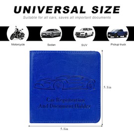 Wevdn Car Registration and Insurance Card Holder, Leather Car Document Holder Glove Compartment Organizer, Vehicle Wallet Case Glove Box Organizer for Women Men, Car Accessories (Dark Blue)