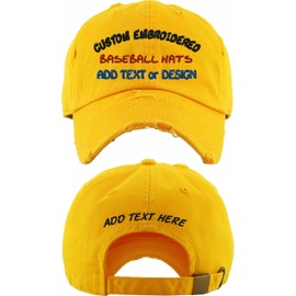 Custom Embroidered Vintage-Distressed Hat (Vintage/Distressed-Gold)