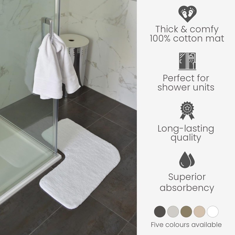 Allure Corner Shower Mat – 100% Cotton L-Shaped Bath Mat