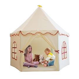 TTLOJ Play Tent for Girls Boys American Kids, Prince Princess Castle Playhouse Indoor & Outdoor Tent for Age 4 5 6 7 8, Toddler Teepee, Christmas Birthday Gift-Beige