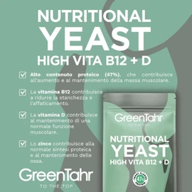 Green Tahr Lievito Nutrizionale Vitamine B12+D in Scaglie 500 g. Lievito Alimentare Inattivo Ricco di Vitamine B Proteine 47%. Nutritional Yeast in Fiocchi Senza Glutine. Ideale come Formaggio Vegano